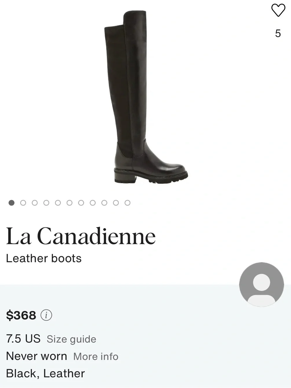La Canadienne Susan Knee High Boots, 100% Black Leather, Women's Black knee-high
